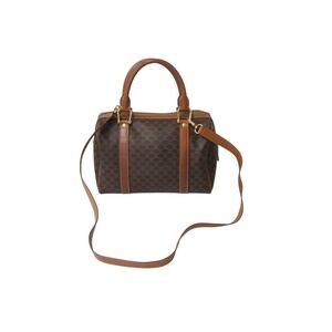 CELINE Boston Handbag Macadam Leather Brown